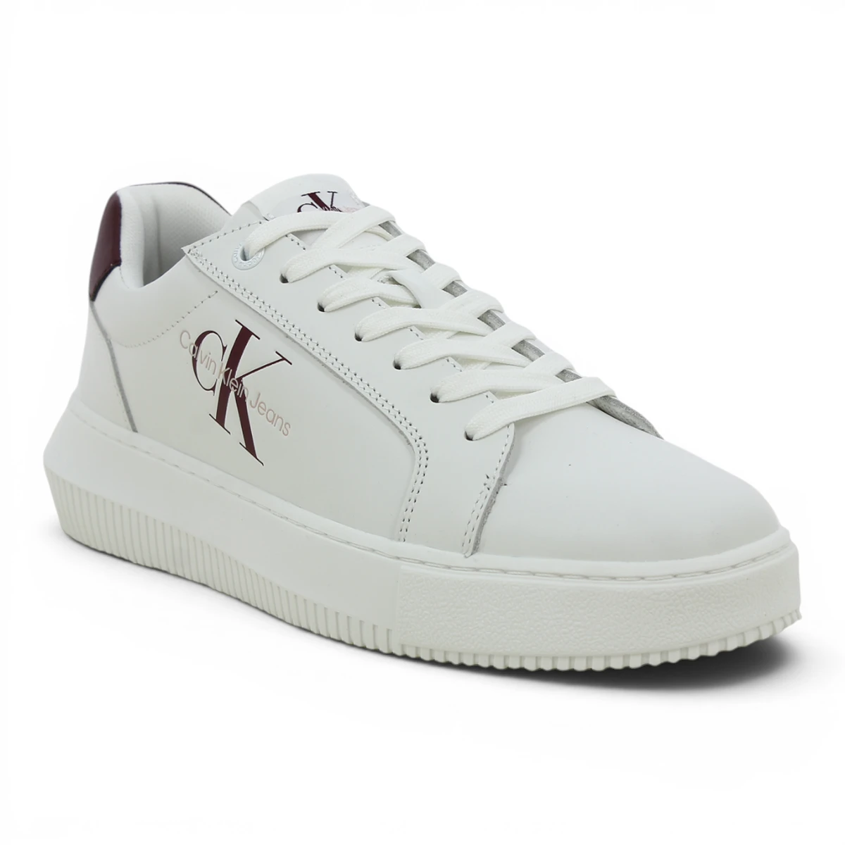 YW0YW00823-02Z CK JEANS CHUNKY CUPSOLE MONO LTH WN Bright White/Andorra