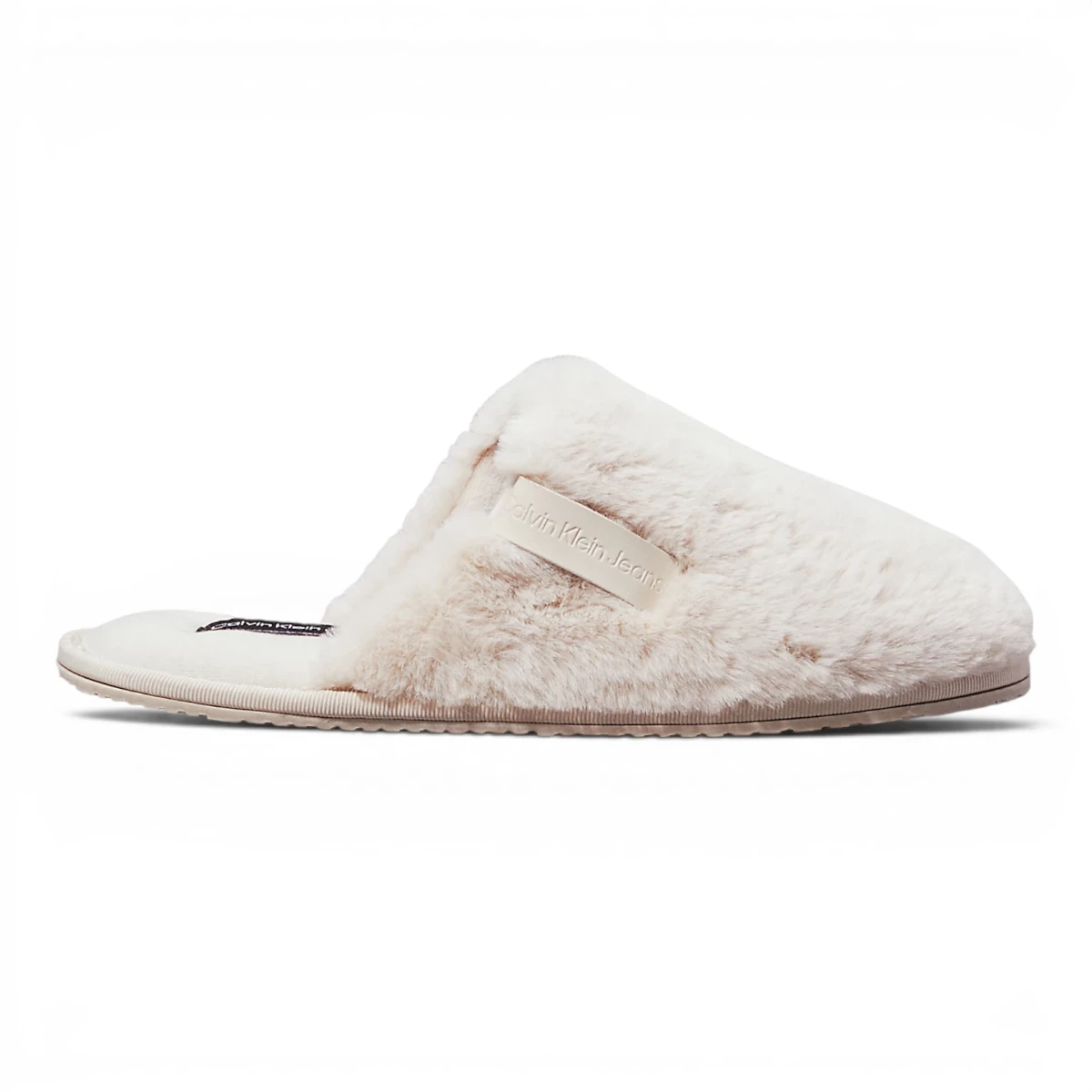 YW0YW01593-ACF CK JEANS HOTEL SLIPPER FUR AFTER GLOW Triple Eggshell