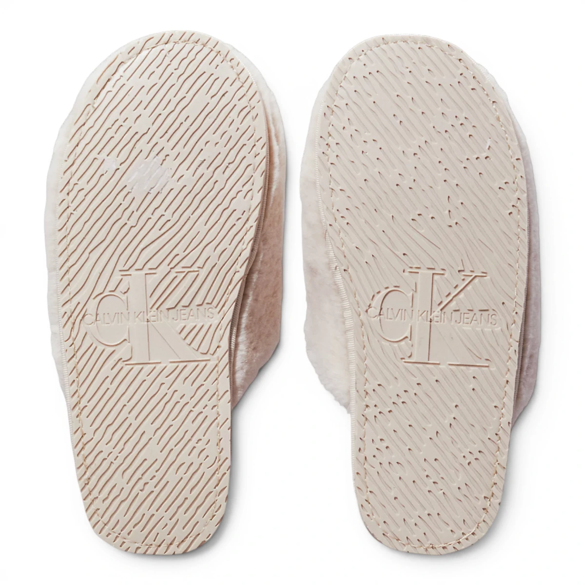 YW0YW01593-ACF CK JEANS HOTEL SLIPPER FUR AFTER GLOW Triple Eggshell